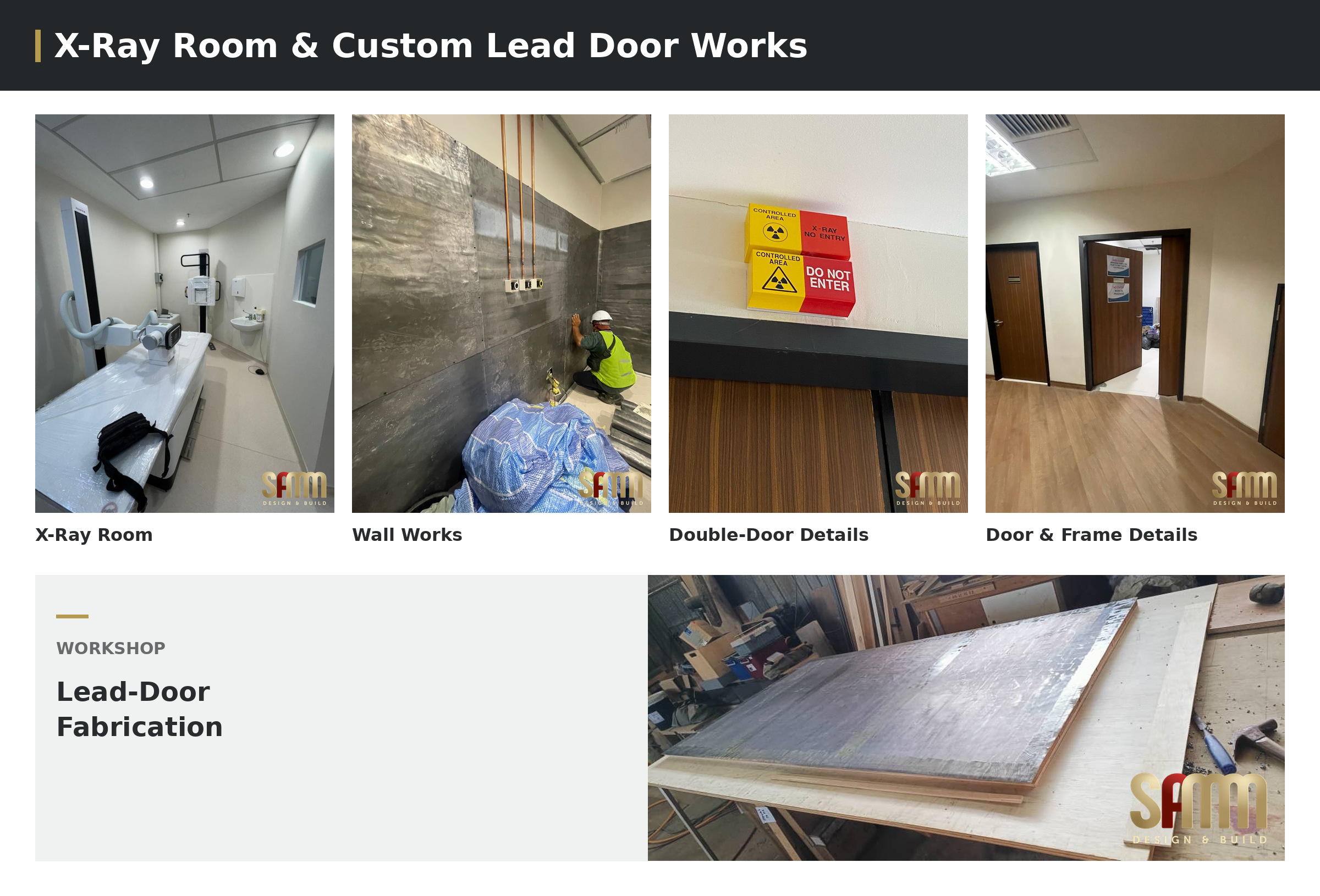 X-ray room, doorway details and custom lead-door fabrication by SAMM