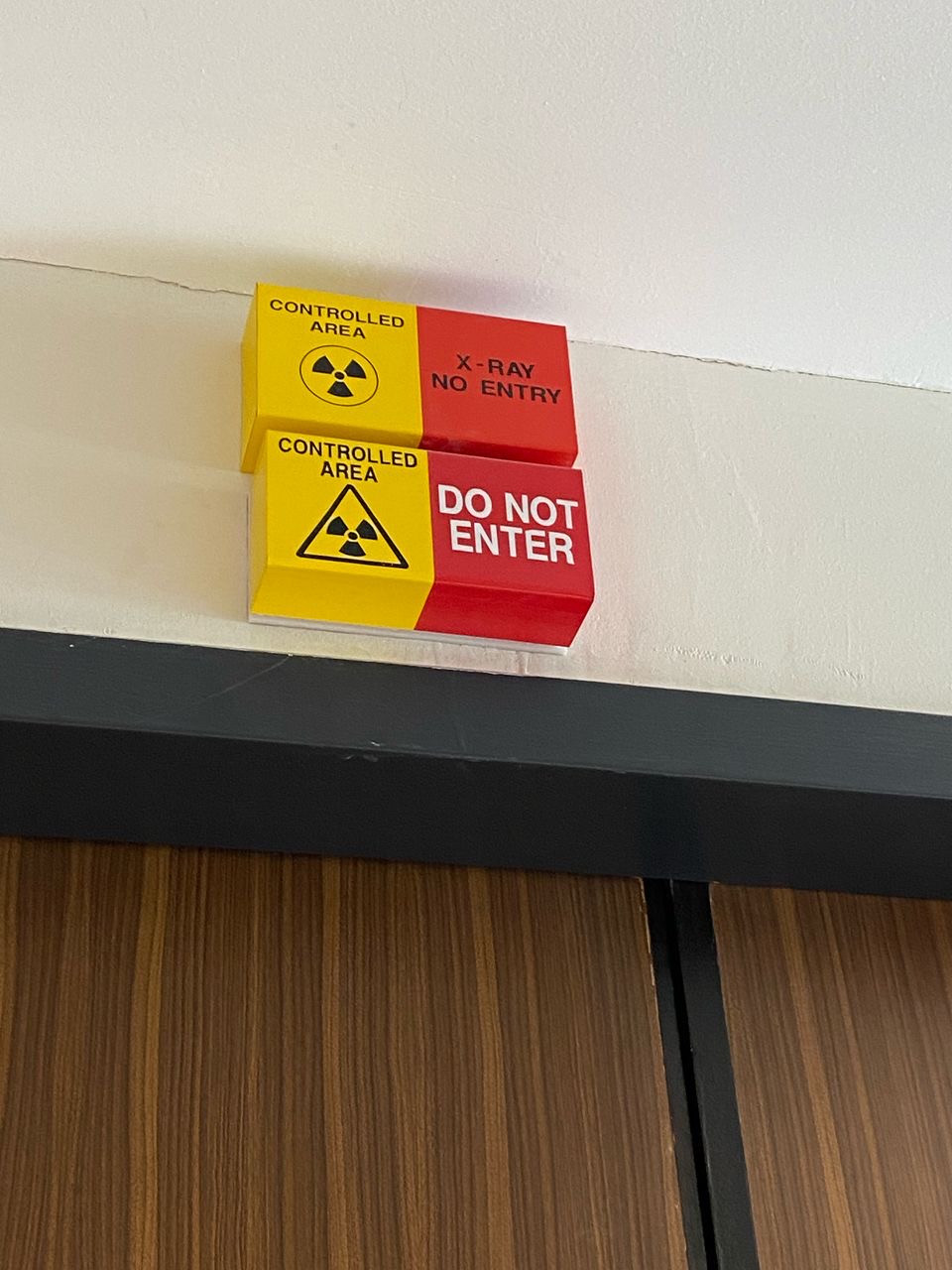 X-ray room doorway and warning indicators