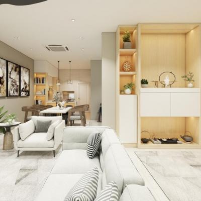 Living Room And Altar Cabinet Design