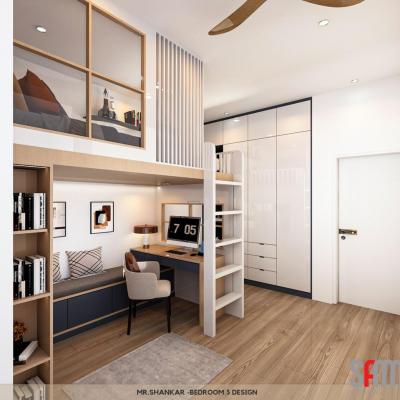 Bedroom With Study Area Design