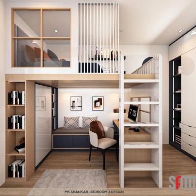 Bedroom With Study Area Design Ib